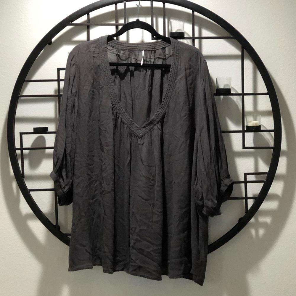 Free People Gray Flowing Top